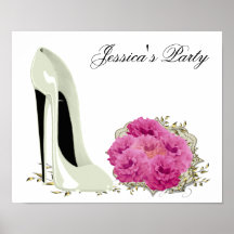Customisable Party Stiletto and Rose Art Poster