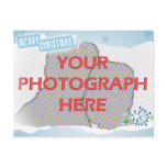 Customisable Photo Blue Merry Christmas postcards