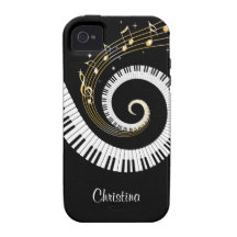 Customisable Piano Keys and Gold Music Notes iphon Vibe iPhone 4 Cover