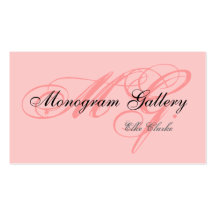 Customisable Pink Black Monogram Business Card