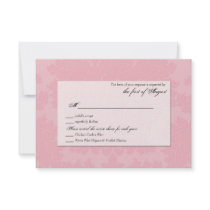 Customisable Pink Damask Wedding RSVP Card