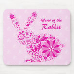 Customisable Pink Flower Rabbit Mousepad