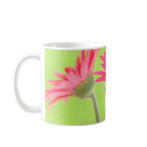 Customisable Pink Gerber Daisies on Green Mug