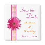 Customisable Pink Gerbera Daisy Monogram Magnet