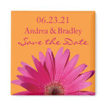 Customisable Pink Gerbera Daisy Monogram Magnet