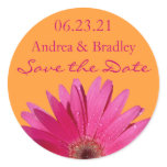 Customisable Pink Gerbera Daisy Monogram Sticker