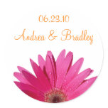 Customisable Pink Gerbera Daisy Monogram Sticker