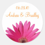 Customisable Pink Gerbera Daisy Monogram Sticker