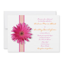 Customisable Pink Gerbera Daisy Wedding Invitation