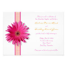Customisable Pink Gerbera Daisy Wedding Invitation