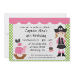 Customisable Pink Pirate Girl Birthday Party invitations