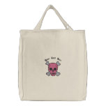 Customisable Pink Skull and Crossbones Tote embroidered bags