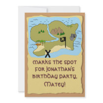 Customisable Pirate Birthday Party Invitations Map