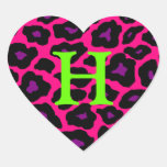 Customisable Pop Leopard Heart Heart Sticker