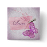 Customisable Pretty Pink Butterfly Design buttons