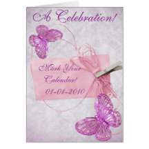 Customisable Pretty Pink Butterfly Design Greeting Card