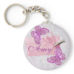 Customisable Pretty Pink Butterfly Design keychains