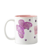 Customisable Pretty Pink Butterfly Design Mugs