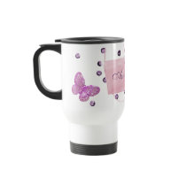 Customisable Pretty Pink Butterfly Design Mugs