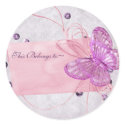 Customisable Pretty Pink Butterfly Design stickers