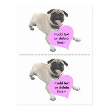 Customisable Pug Valentine Day Post Card