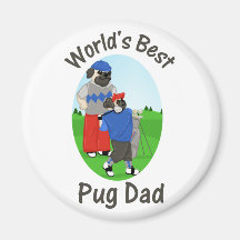 Customisable Pugs Golfing Tees, Gifts - Dad's Day Magnet