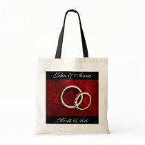 Customisable Romantic Wedding Rings on Red Bags