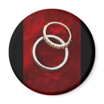 Customisable Romantic Wedding Rings on Red