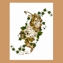 Customisable Roses Gold and Clover postcards