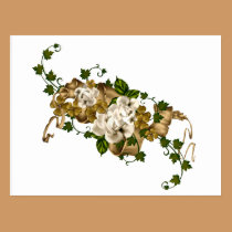 Customisable Roses Gold and Clover postcards