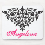 Customisable silhouette damask chandelier fleur mousepads