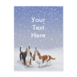 Customisable Singing Snow Bassets Postcard
