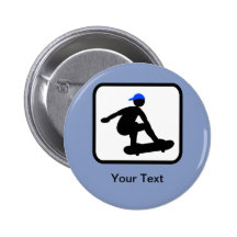 Customisable Skater on Skateboard Logo Pinback Button