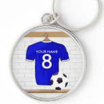 Customisable Soccer Jersey (blue) Keychain