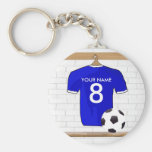 Customisable Soccer Jersey (blue) Keychain