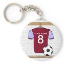 Customisable Soccer Jersey (claret blue) Keychain