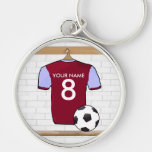 Customisable Soccer Jersey (claret blue) Keychain