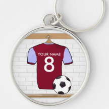 Customisable Soccer Jersey (claret blue) Keychain