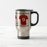 Customisable Soccer Jersey (red) name Travel  mug