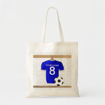 Customisable Soccer Shirt (blue) Tote Bag