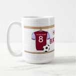 Customisable Soccer Shirt (claret) Birthday Mug