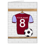 Customisable Soccer Shirt (claret blue) Birthday Cards