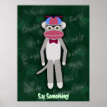 Customisable Sock Monkey Nerd Poster