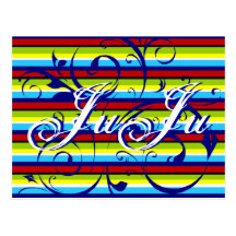 Customisable Striped Flourish Post Card