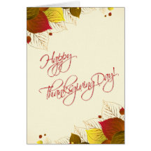 Customisable Thanksgiving Card with Autumn Leaves