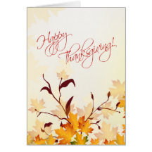 Customisable Thanksgiving Card with Fall Foliage
