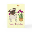 Customisable Tulip Pug and Butterfly Cards