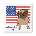 Customisable USA Flag Pug Magnets