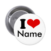 Customisable Valentines Day I love Heart Custom Pinback Buttons