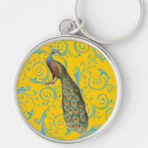 Customisable Vintage Peacock Swirl Key Chains